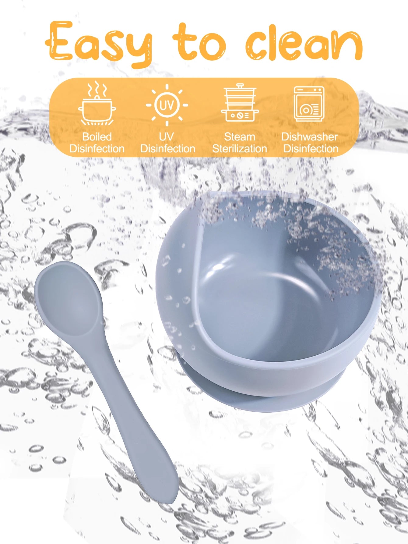 2PC Silicone Sucker Bowl Feeding Tableware for Infant