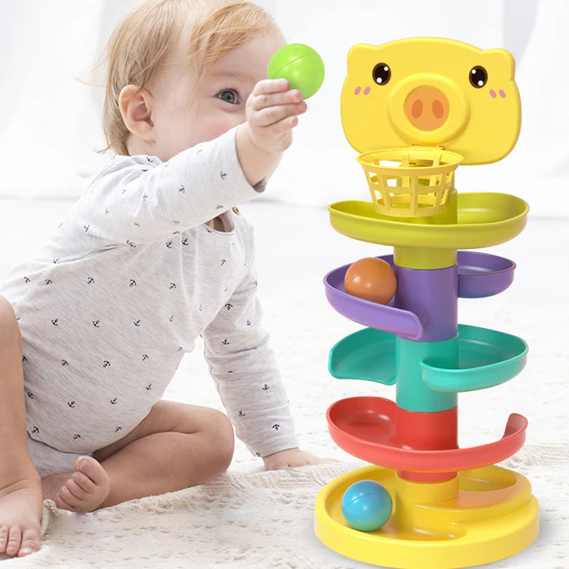 Ball Drop Toys for Toddler 1-3 Montessori Stacking Tower Toy Baby Development Games Educational Learning Activity Birthday Gift