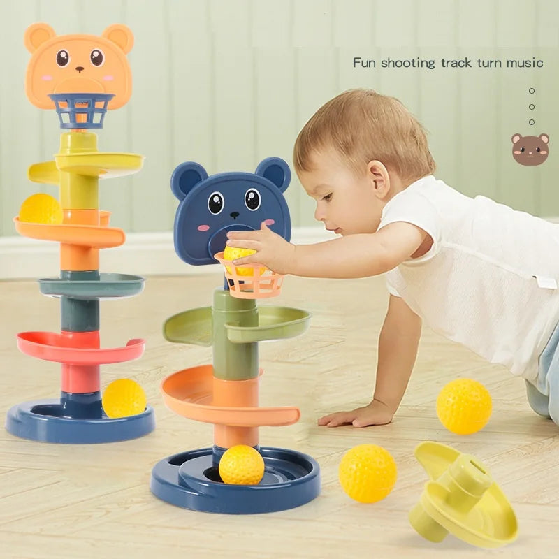 Ball Drop Toys for Toddler 1-3 Montessori Stacking Tower Toy Baby Development Games Educational Learning Activity Birthday Gift