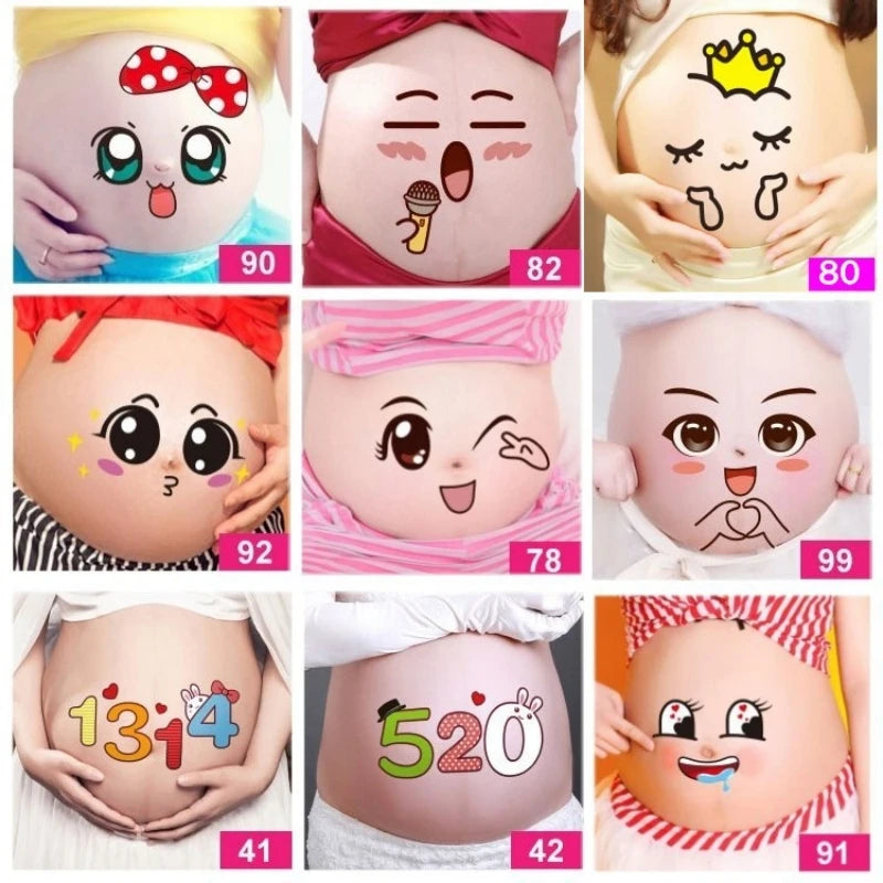 Belly Stickers Cute Photography Props Woman Pregnant Smiling Face Belly Stickers Mum Maternity Accessories