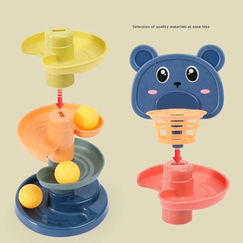Ball Drop Toys for Toddler 1-3 Montessori Stacking Tower Toy Baby Development Games Educational Learning Activity Birthday Gift