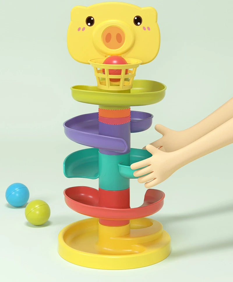 Ball Drop Toys for Toddler 1-3 Montessori Stacking Tower Toy Baby Development Games Educational Learning Activity Birthday Gift