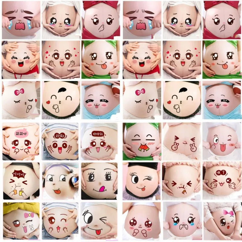 Belly Stickers Cute Photography Props Woman Pregnant Smiling Face Belly Stickers Mum Maternity Accessories