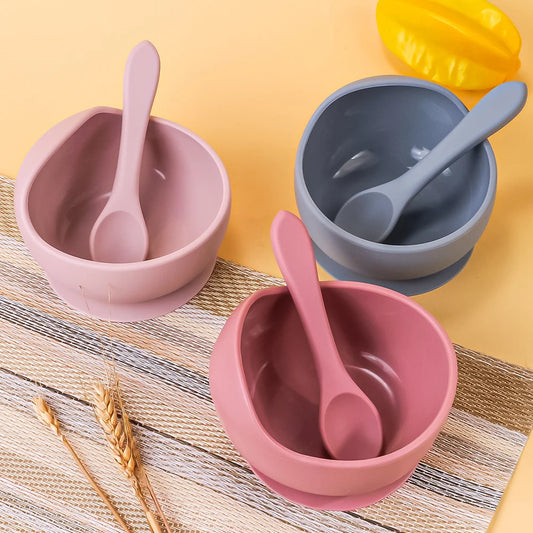 2PC Silicone Sucker Bowl Feeding Tableware for Infant