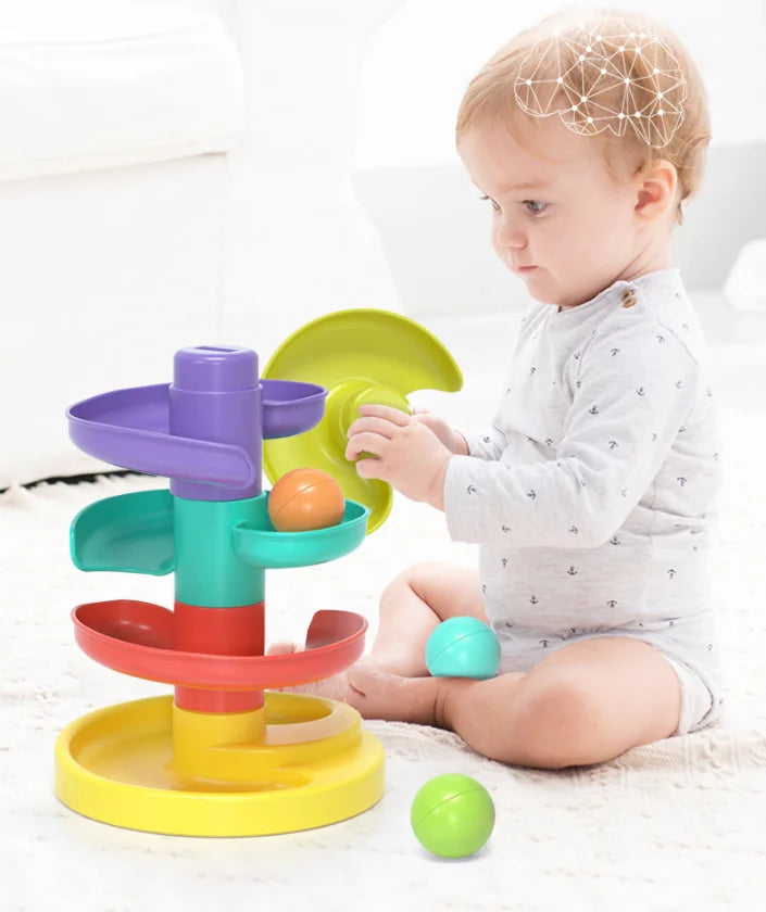 Ball Drop Toys for Toddler 1-3 Montessori Stacking Tower Toy Baby Development Games Educational Learning Activity Birthday Gift