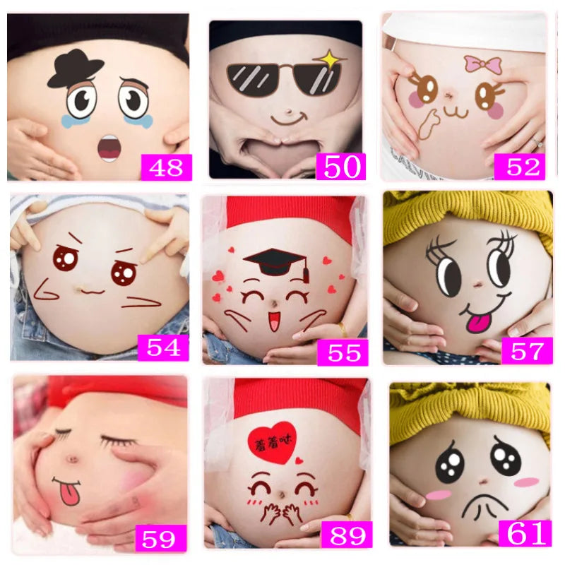 Belly Stickers Cute Photography Props Woman Pregnant Smiling Face Belly Stickers Mum Maternity Accessories